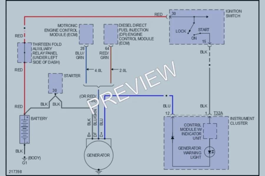 2004 Volkswagen Passat Starting Charging wiring diagram preview