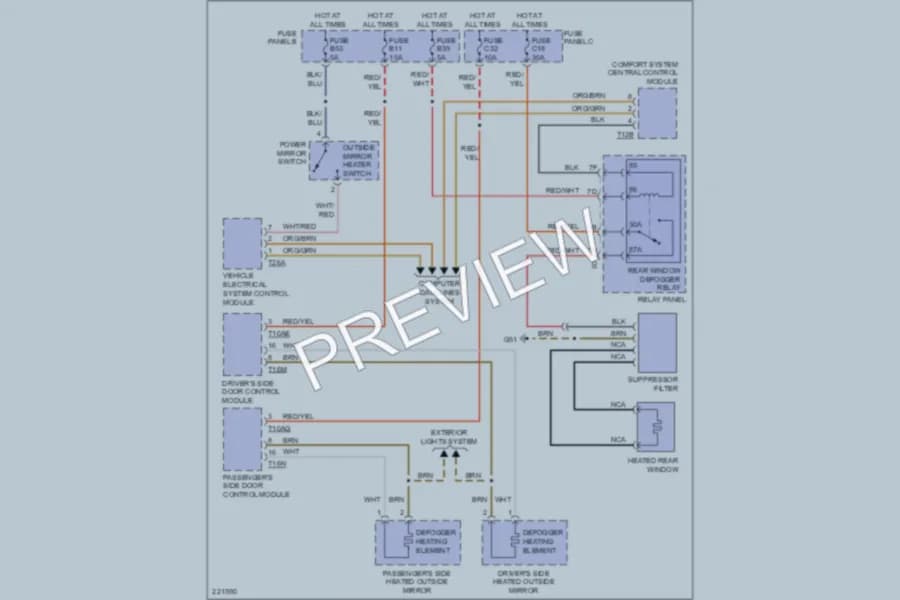 2004 Volkswagen Touareg Defoggers wiring diagram preview