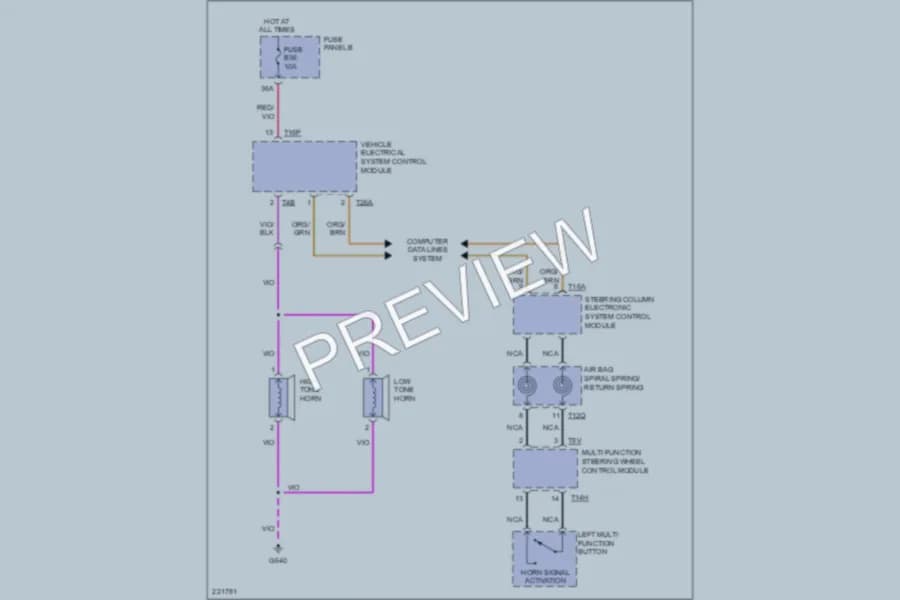 2004 Volkswagen Touareg Horn wiring diagram preview