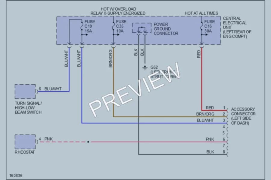 2004 Volvo C70 Power Distribution wiring diagram preview