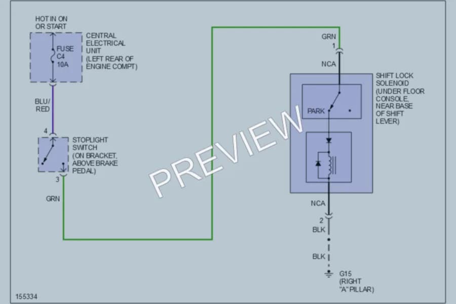 2004 Volvo C70 Shift Interlock wiring diagram preview