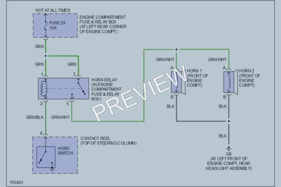 2004 Volvo S40 Horn wiring diagram preview