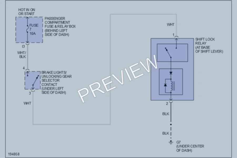 2004 Volvo S40 Shift Interlock wiring diagram preview