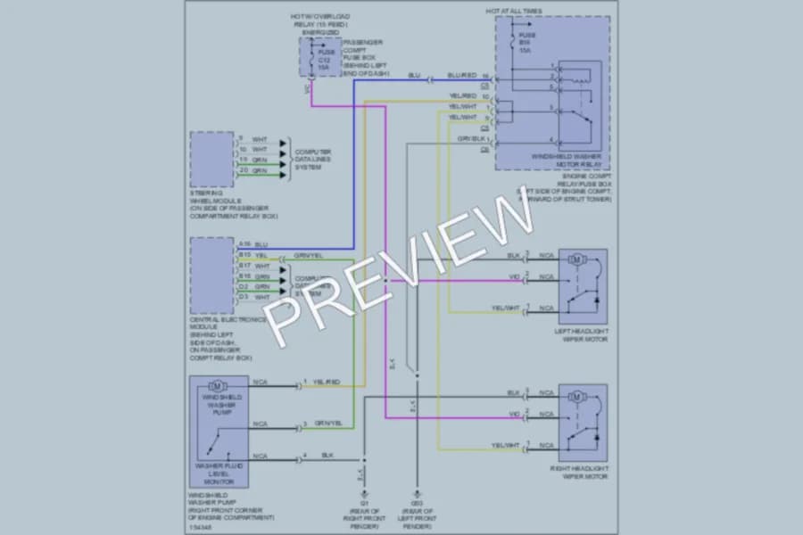 2004 Volvo S60 Wiper Washer wiring diagram preview