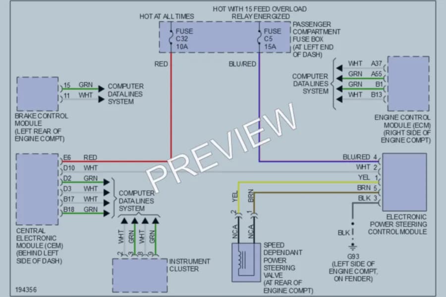 2004 Volvo S80 Electronic Power Steering wiring diagram preview