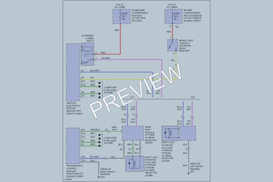2004 Volvo S80 Shift Interlock wiring diagram preview