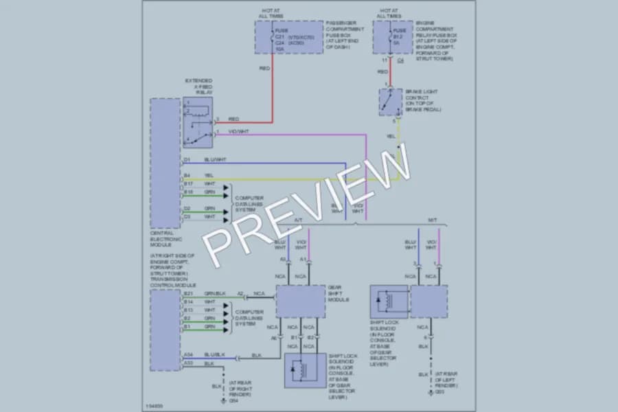 2004 Volvo V70 Shift Interlock wiring diagram preview