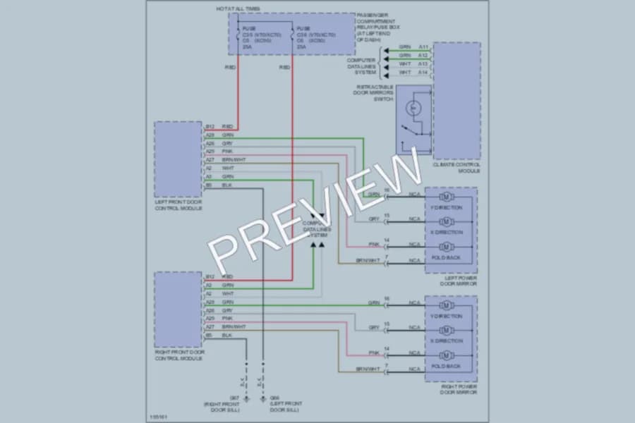 2004 Volvo XC70 Power Mirrors wiring diagram preview