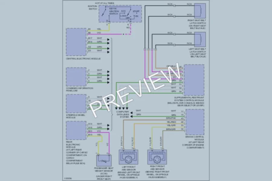 2004 Volvo XC70 Warning Systems wiring diagram preview