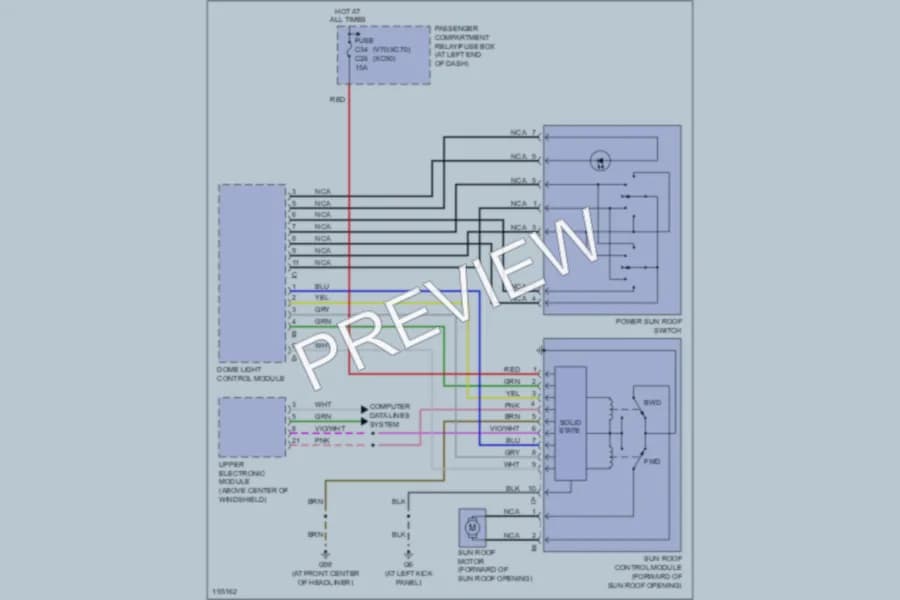 2004 Volvo XC90 Power Top Sunroof wiring diagram preview