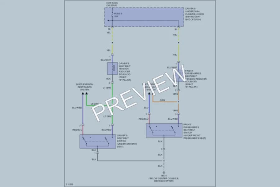 2005 Acura MDX Passive Restraints wiring diagram preview