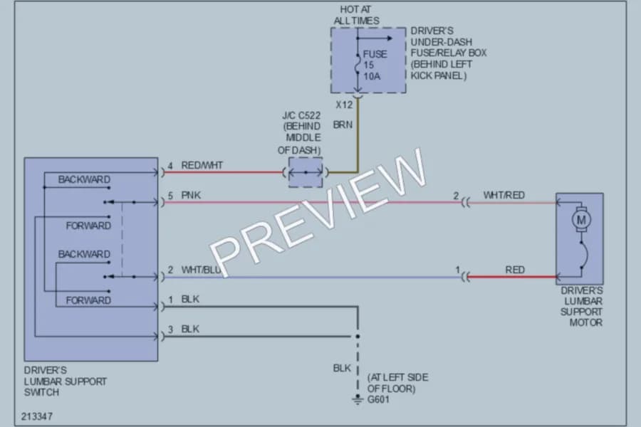 2005 Acura RL Power Seats wiring diagram preview