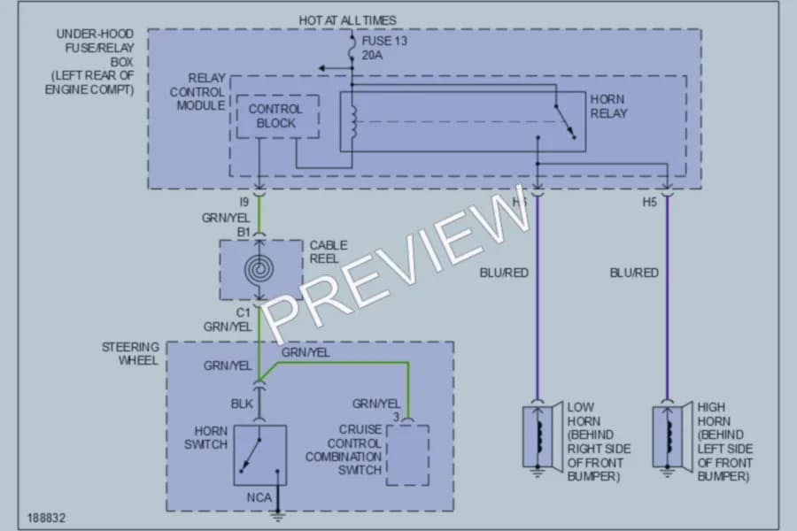 2005 Acura TL Horn wiring diagram preview