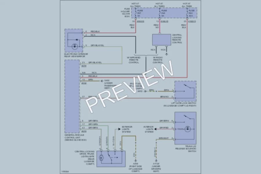 2005 BMW 325i Trunk Tailgate Fuel Door wiring diagram preview