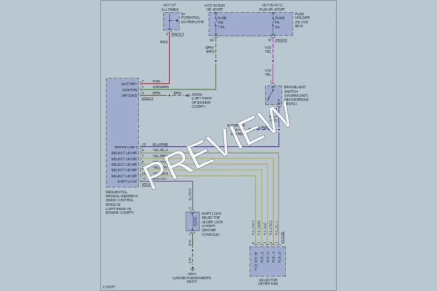 2005 BMW M3 Shift Interlock wiring diagram preview