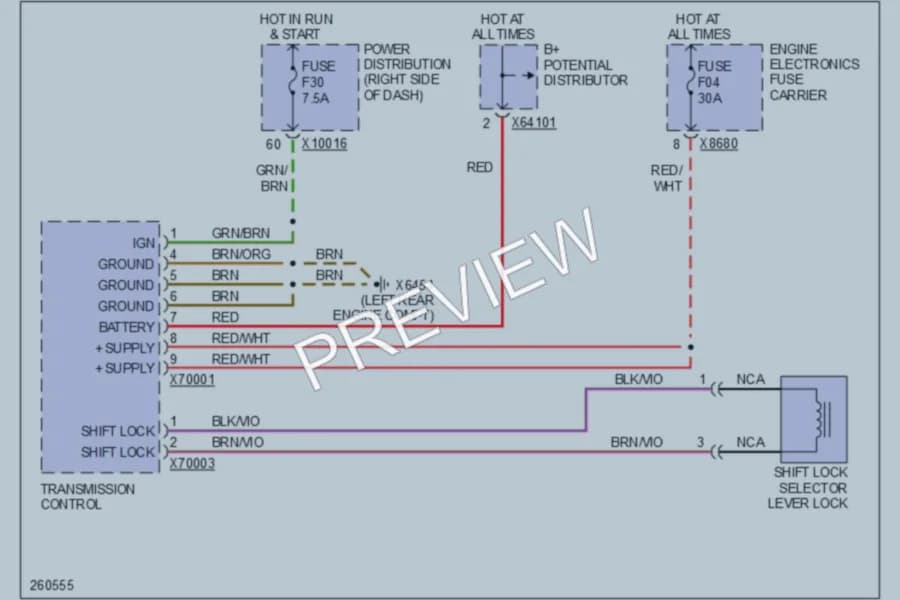 2005 BMW X3 Shift Interlock wiring diagram preview