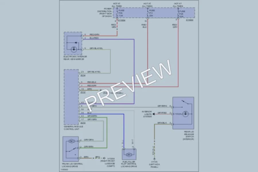 2005 BMW Z4 Trunk Tailgate Fuel Door wiring diagram preview