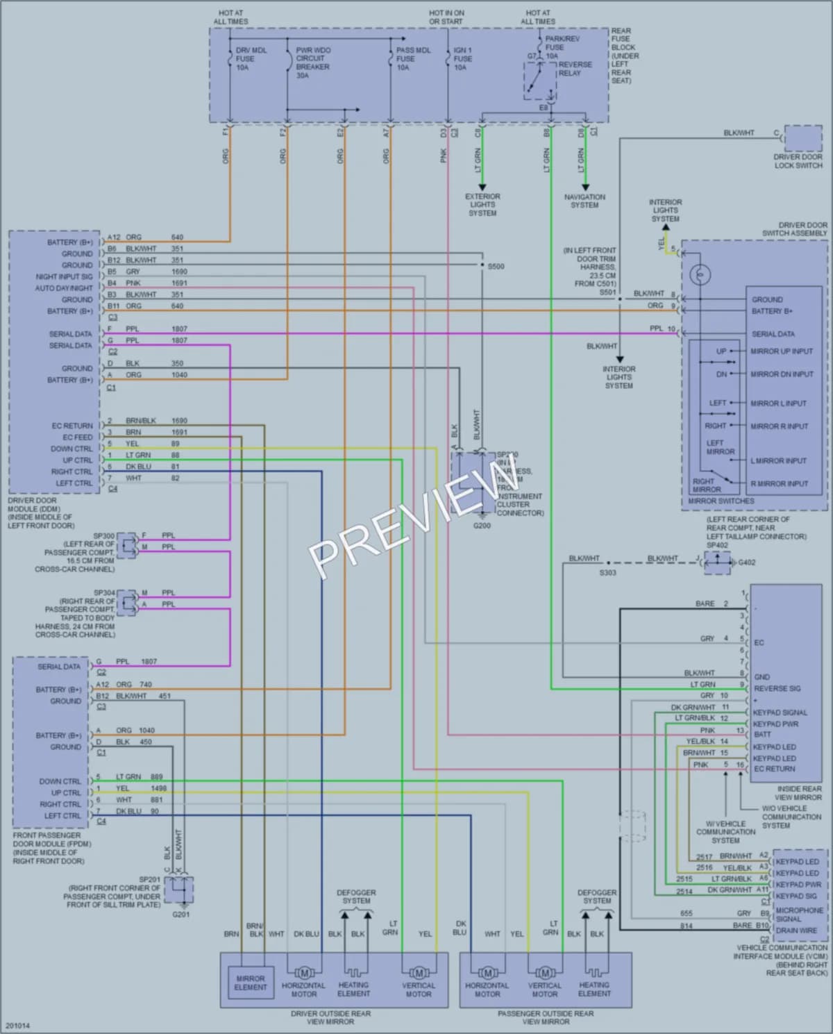 2005 Cadillac DeVille Power Mirrors wiring diagram preview