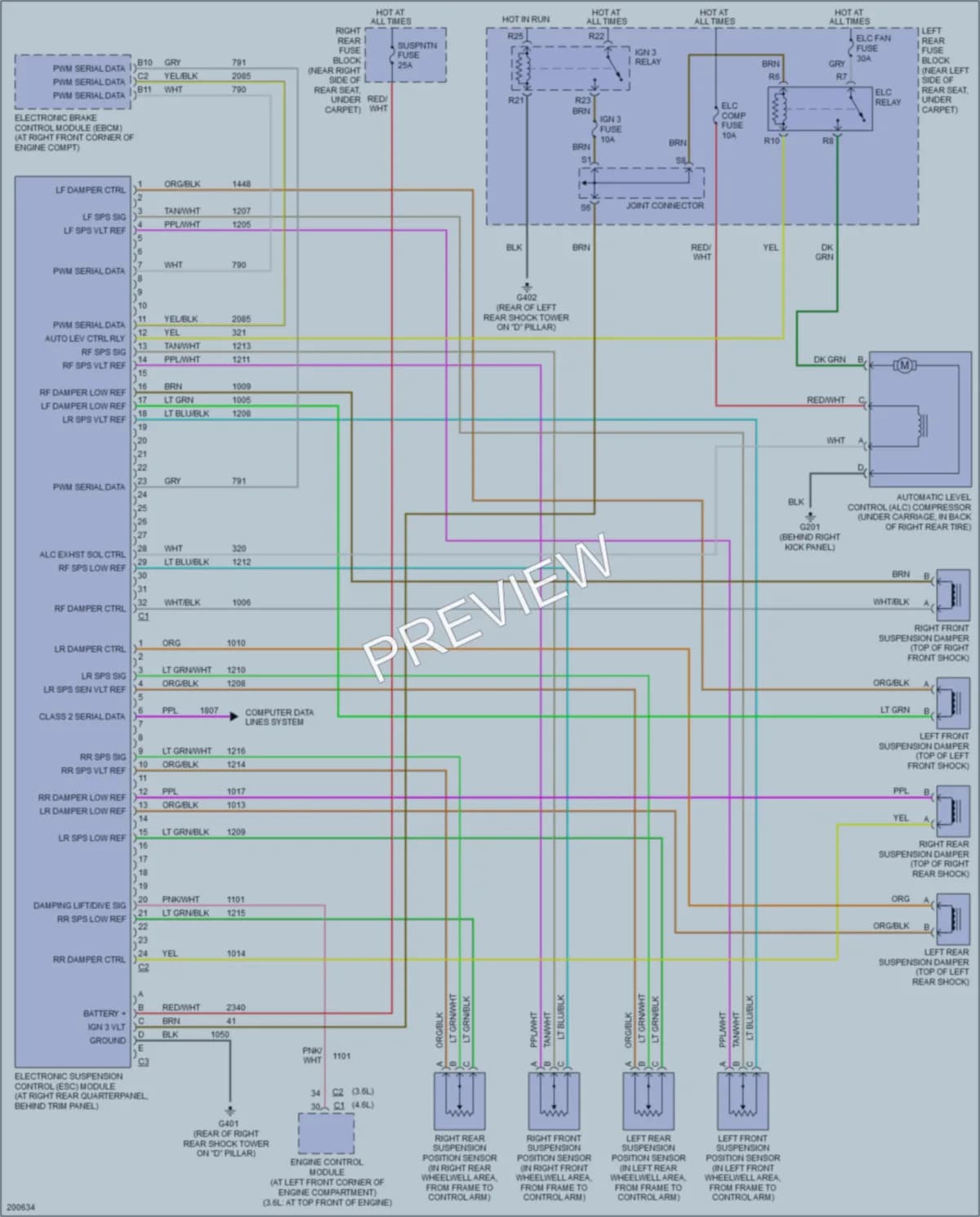 2005 Cadillac SRX Electronic Suspension wiring diagram preview