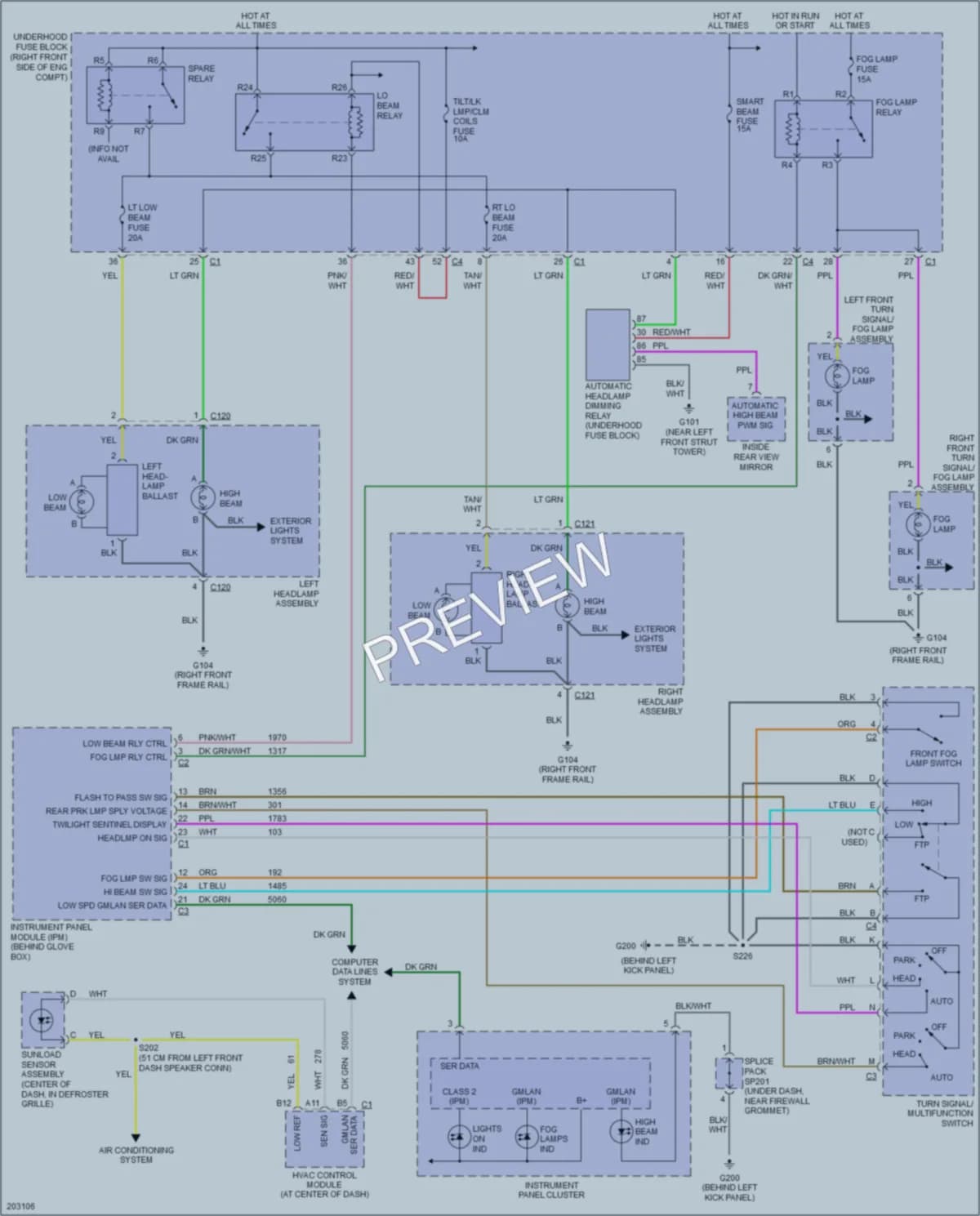 2005 Cadillac STS Headlights wiring diagram preview