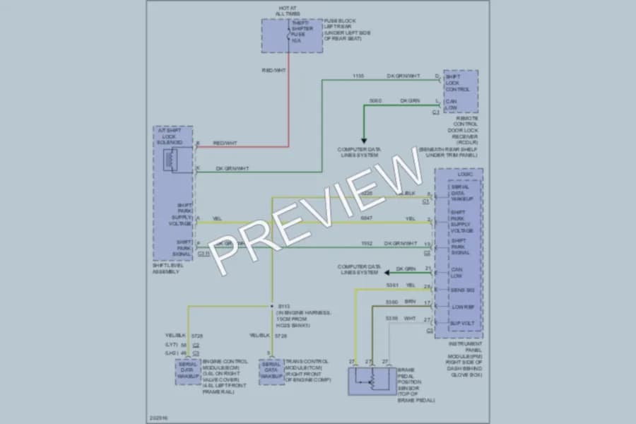 2005 Cadillac STS Shift Interlock wiring diagram preview