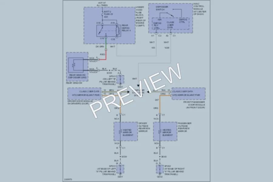 2005 Cadillac XLR Defoggers wiring diagram preview