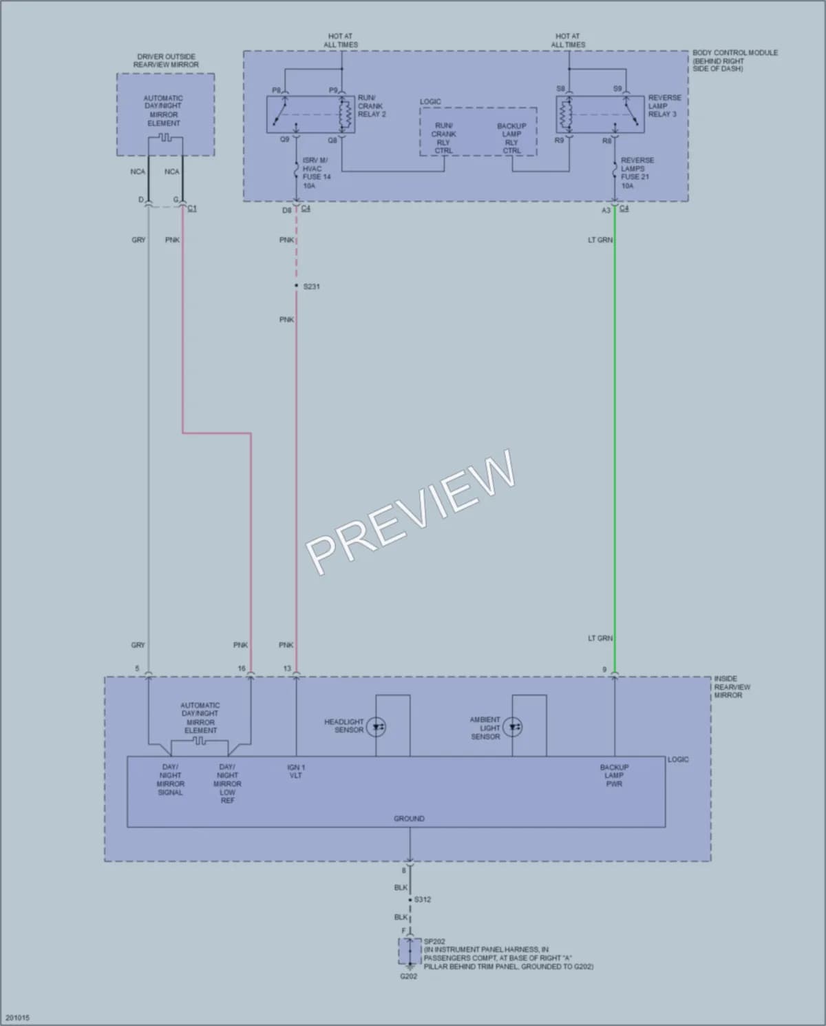 2005 Cadillac XLR Power Mirrors wiring diagram preview