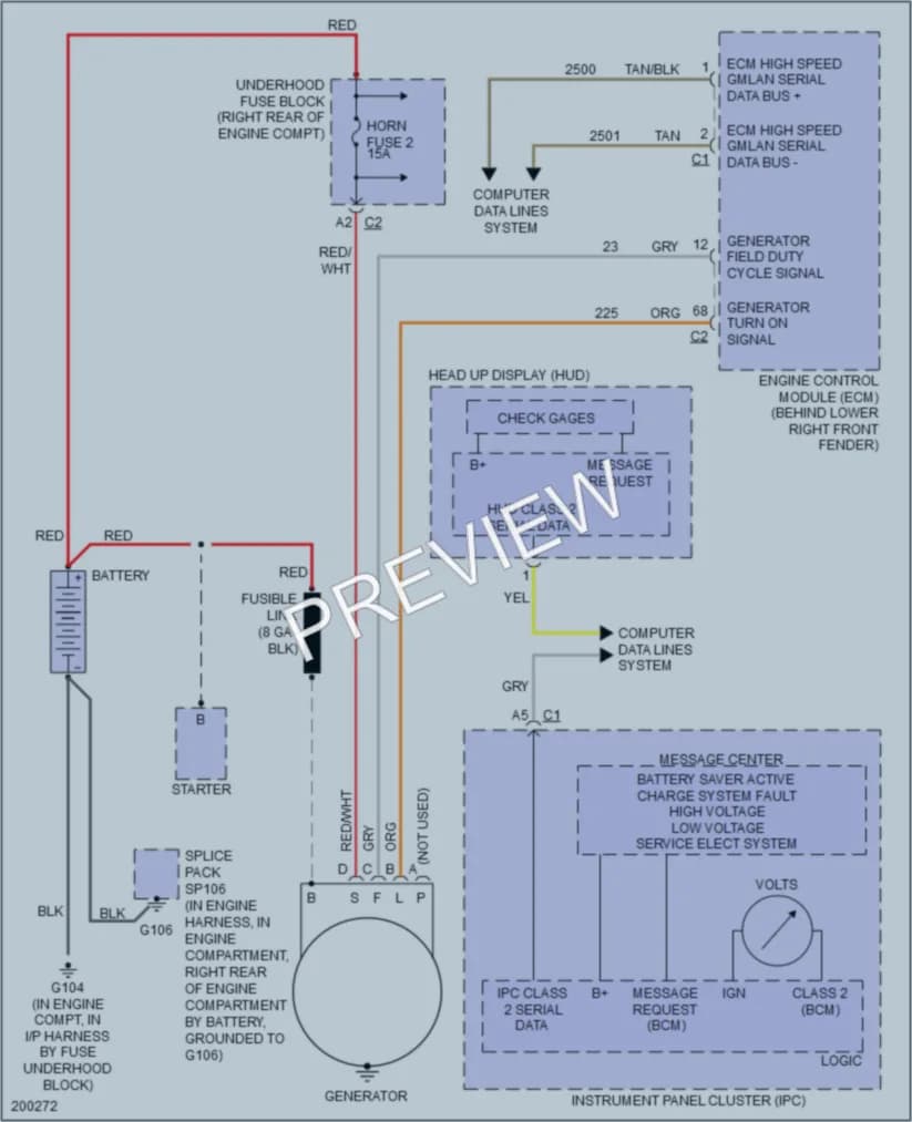 2005 Cadillac XLR Starting Charging wiring diagram preview