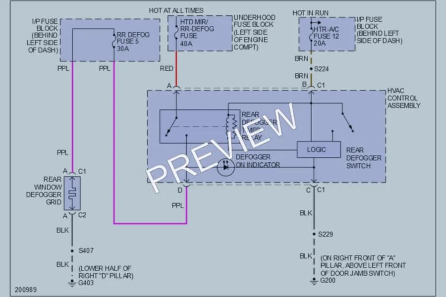 2005 Chevrolet Astro Defoggers wiring diagram preview
