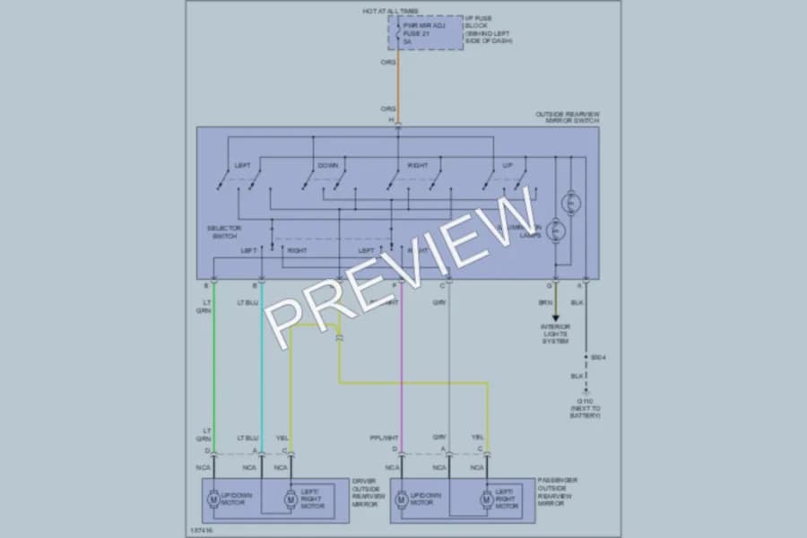 2005 Chevrolet Astro Power Mirrors wiring diagram preview