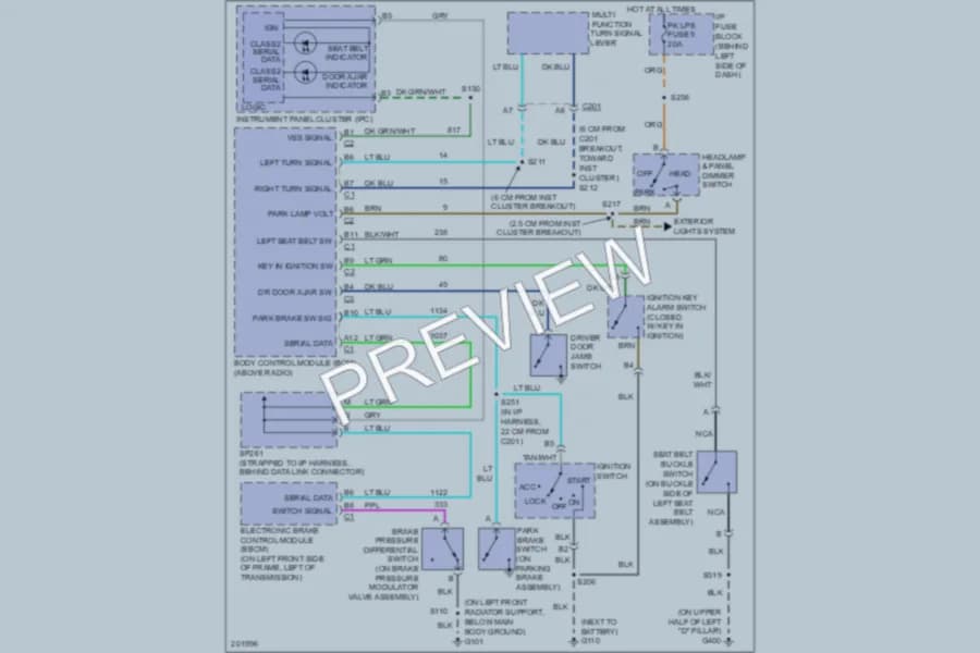 2005 Chevrolet Astro Warning Systems wiring diagram preview