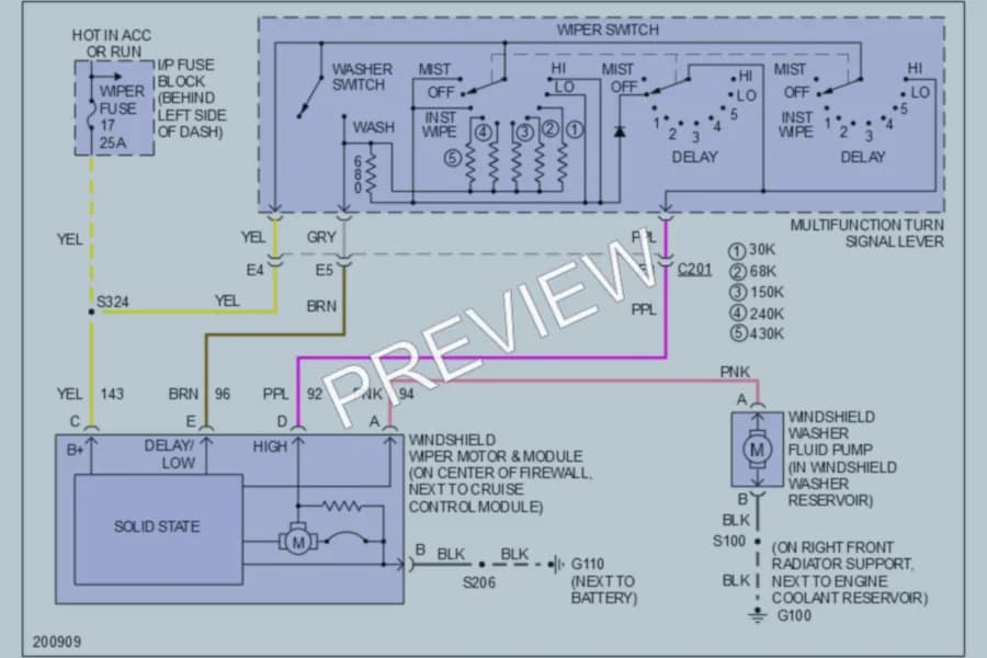2005 Chevrolet Astro Wiper Washer wiring diagram preview