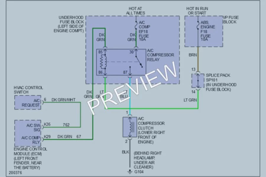 2005 Chevrolet Aveo Air Conditioning wiring diagram preview