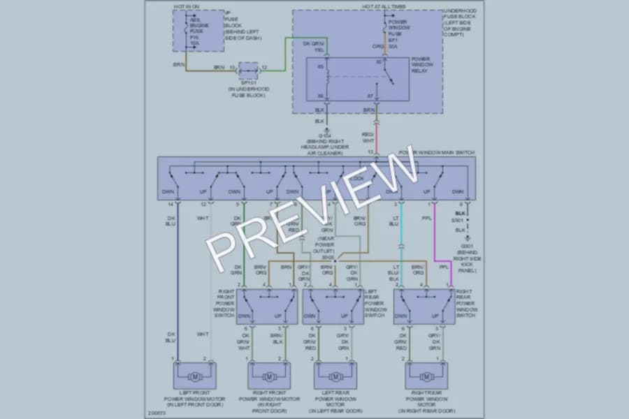 2005 Chevrolet Aveo Power Windows wiring diagram preview