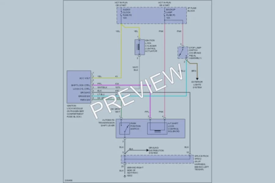 2005 Chevrolet Aveo Shift Interlock wiring diagram preview