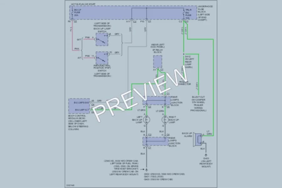 2005 Chevrolet 1500 Exterior Lights wiring diagram preview with protected circuit layout