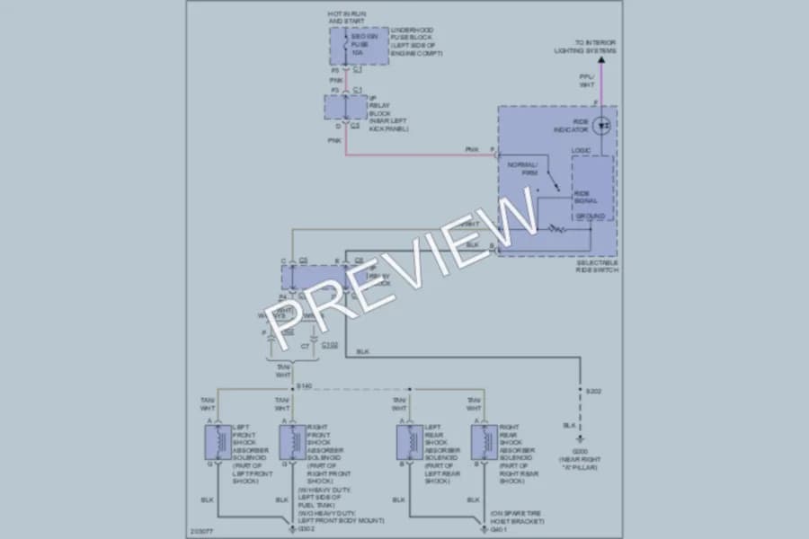 2005 Chevrolet 3500 Electronic Suspension wiring diagram preview with protected circuit layout