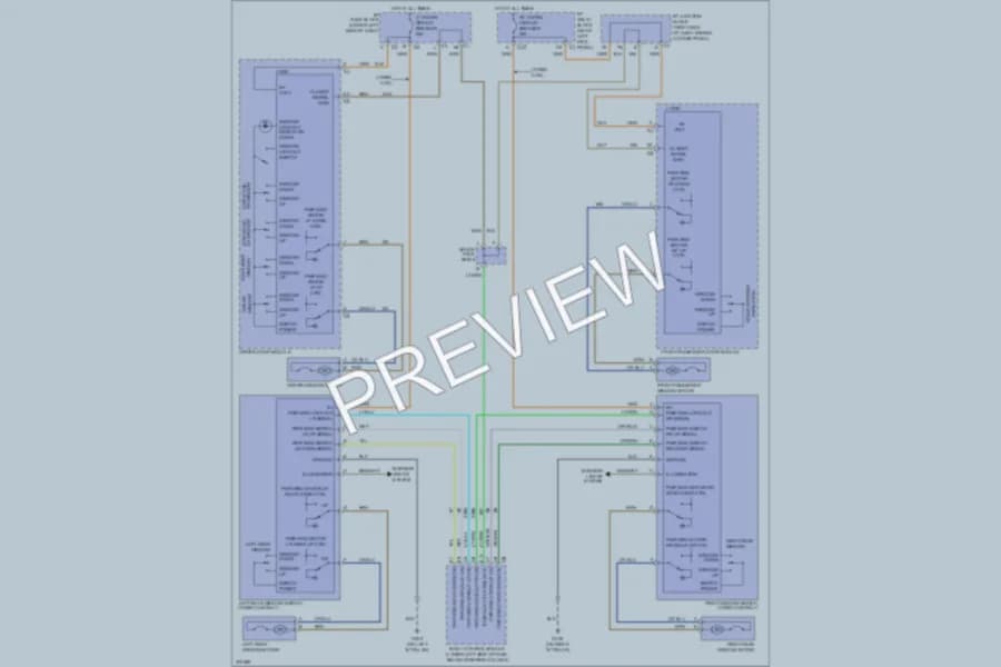 2005 Chevrolet 3500 Power Windows wiring diagram preview with protected circuit layout