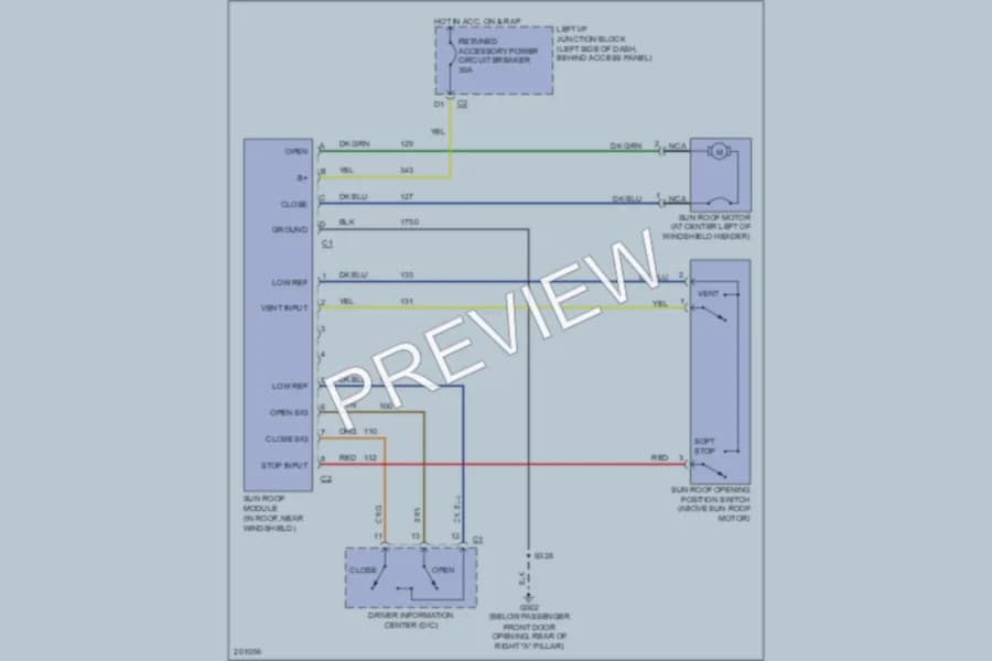 2005 Chevrolet Impala Power Top Sunroof wiring diagram preview
