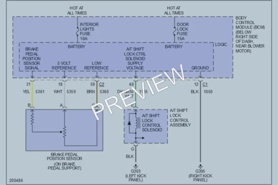 2005 Chevrolet Malibu Shift Interlock wiring diagram preview