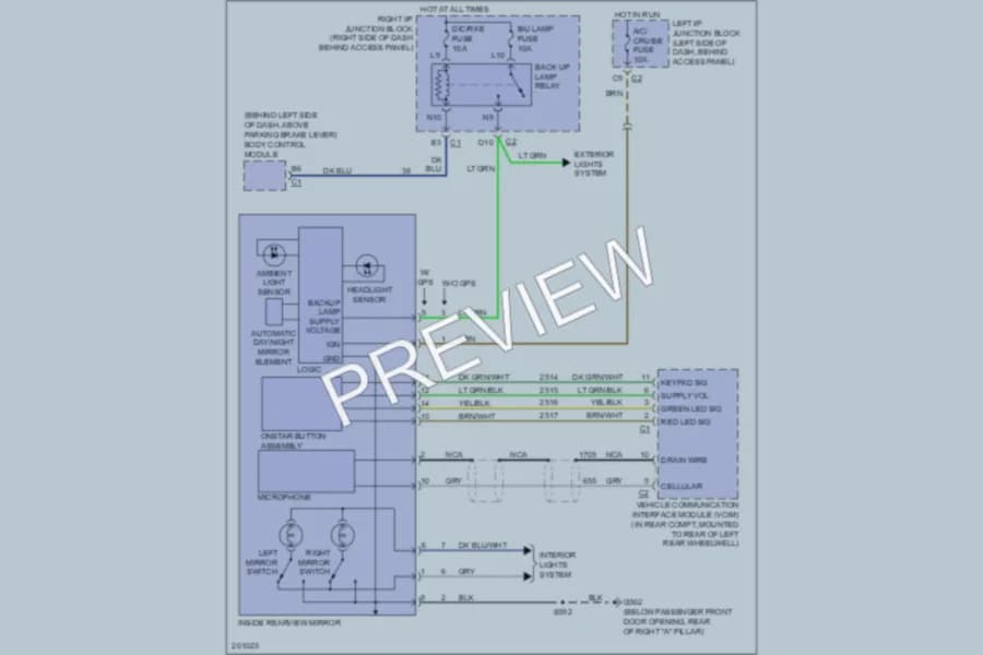 2005 Chevrolet MonteCarlo Power Mirrors wiring diagram preview