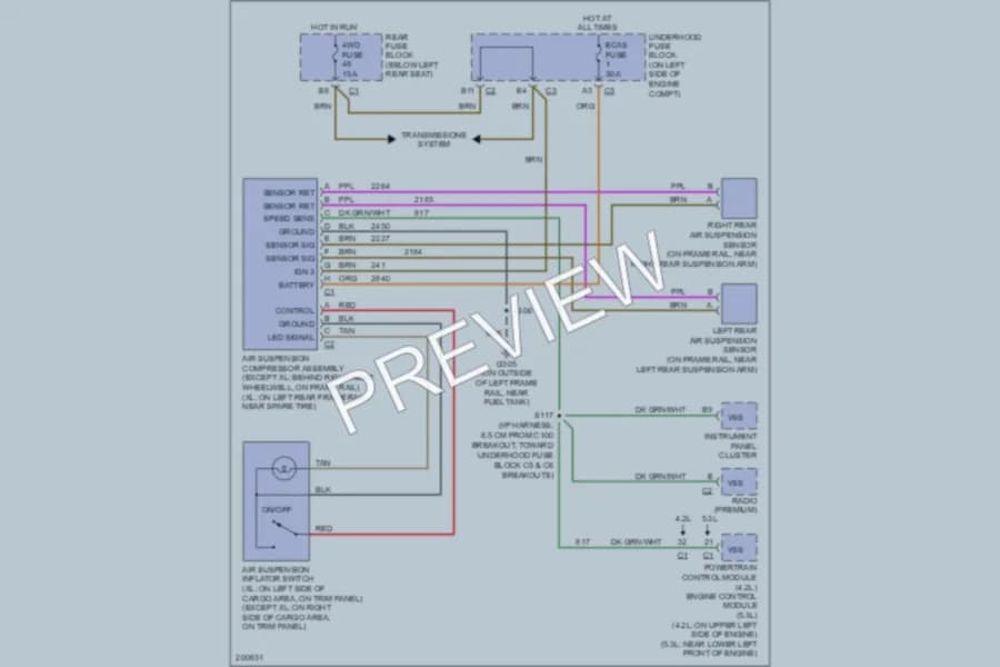 2005 Chevrolet TrailBlazerEXT Electronic Suspension wiring diagram preview
