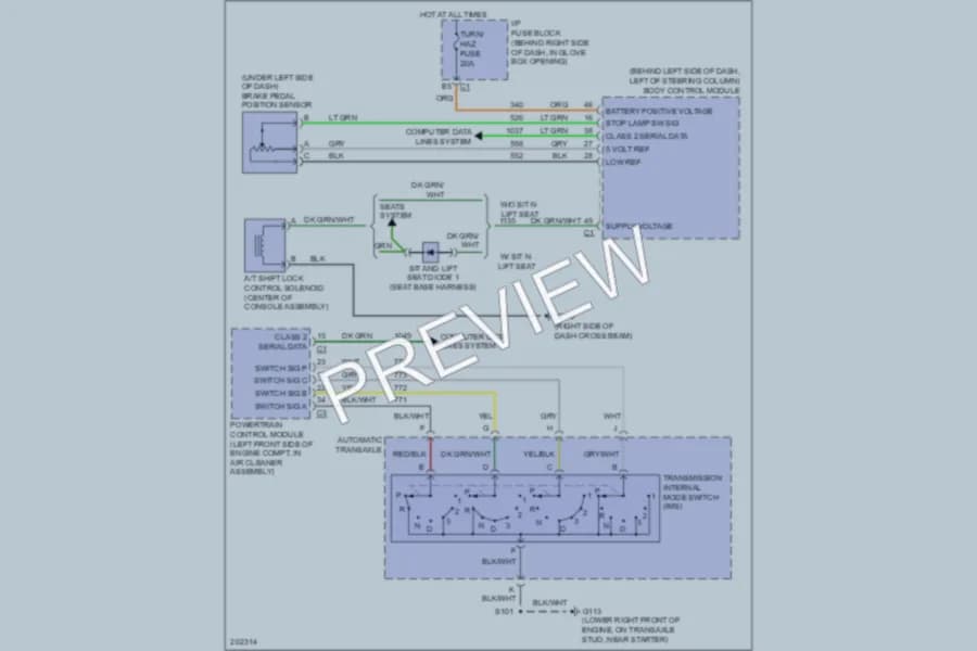 2005 Chevrolet Uplander Shift Interlock wiring diagram preview