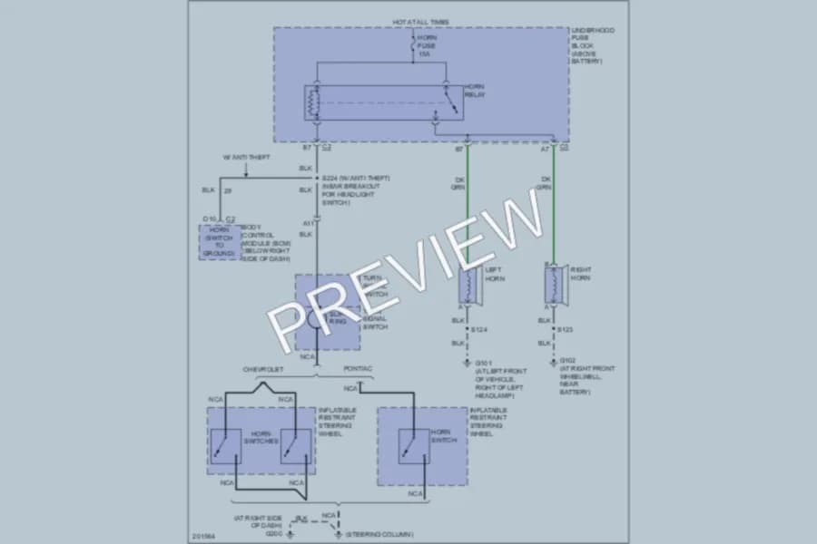 2005 Chevrolet Venture Horn wiring diagram preview
