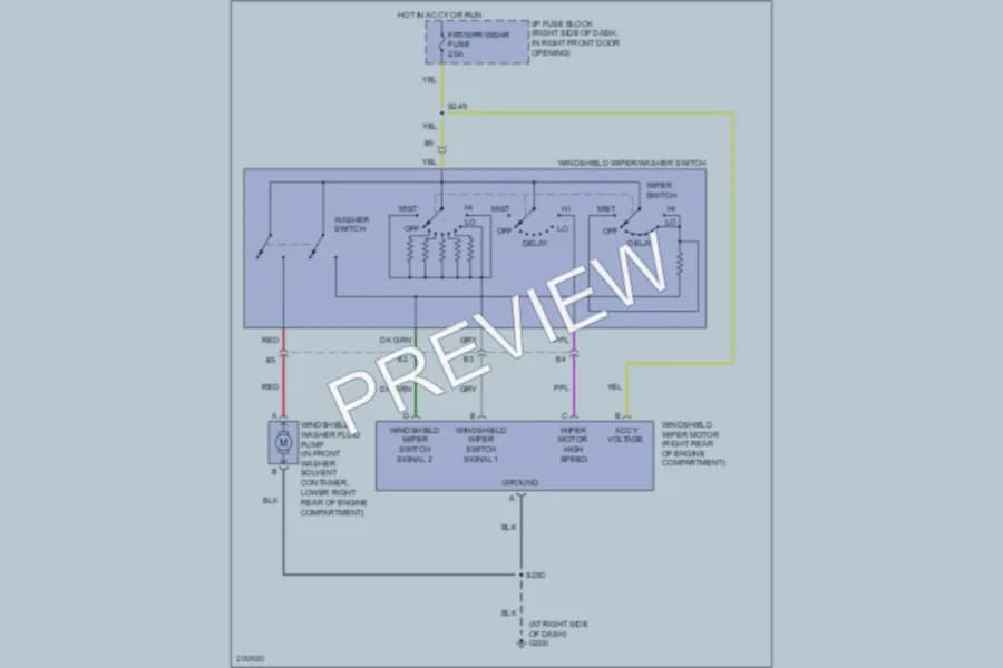 2005 Chevrolet Venture Wiper Washer wiring diagram preview