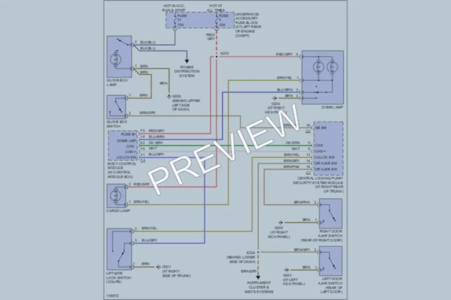 2005 Chrysler Crossfire Interior Lights wiring diagram preview