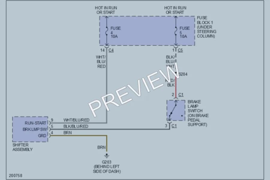 2005 Dodge 3500Sprinter Shift Interlock wiring diagram preview