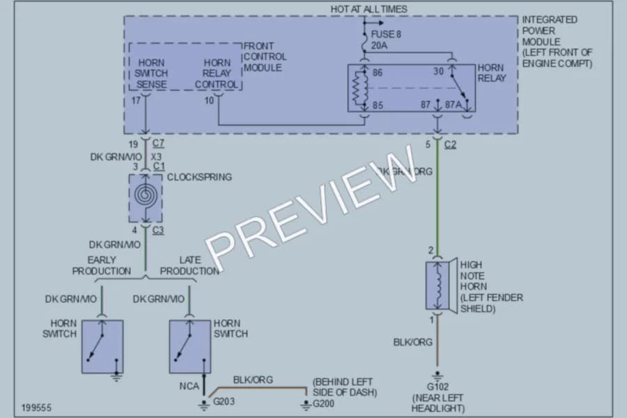2005 Dodge GrandCaravan Horn wiring diagram preview