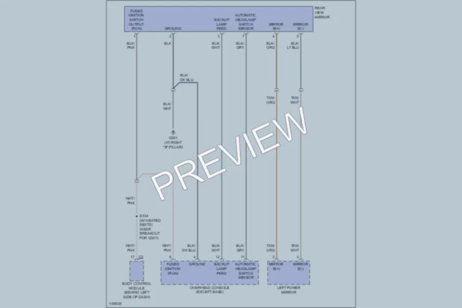 2005 Dodge GrandCaravan Power Mirrors wiring diagram preview