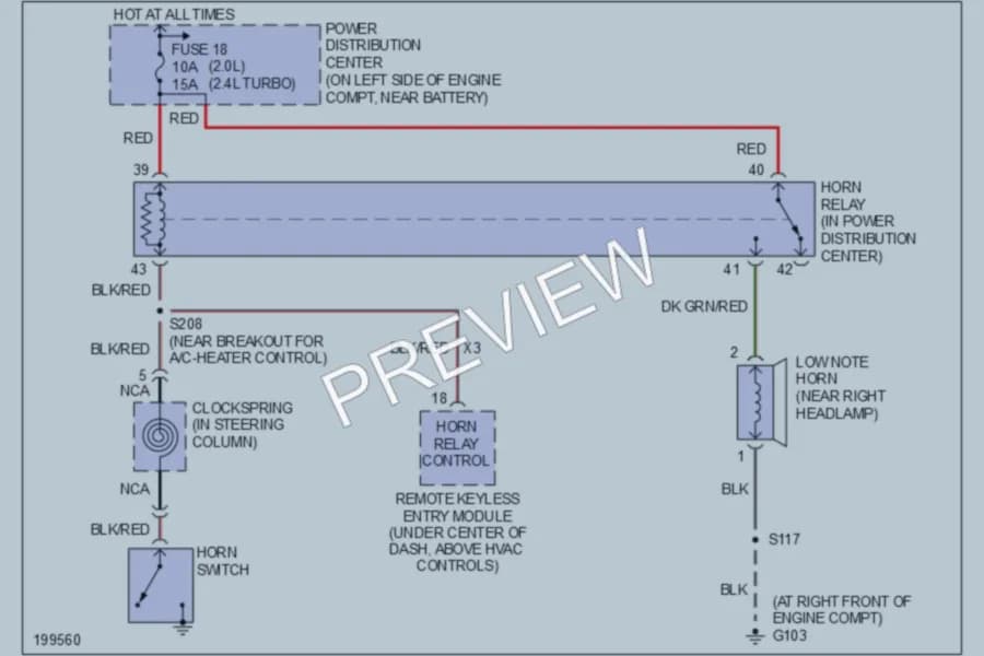 2005 Dodge Neon Horn wiring diagram preview